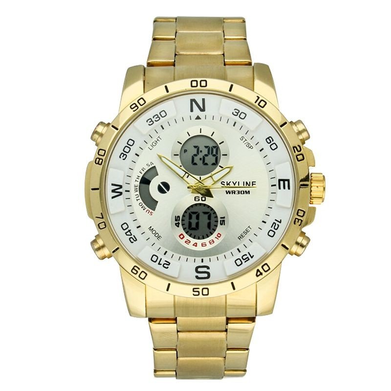 Reloj Skyline Analógico/digital Dorado Esfera Blanca Hombre Reloj Skyline Analógico/digital Dorado Esfera Blanca Hombre
