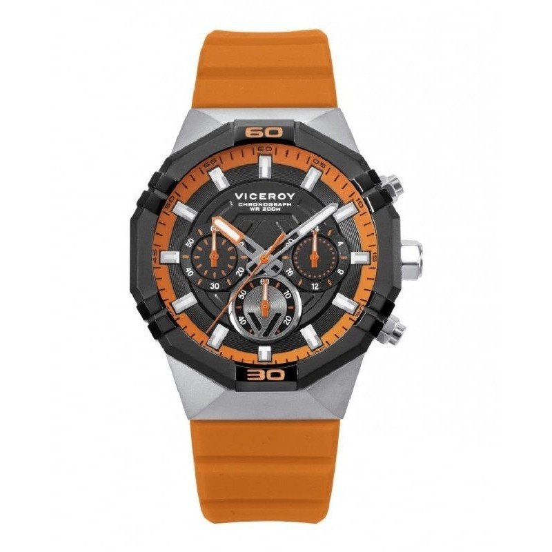 Reloj Viceroy 45017-57 Neo hombre caja acero y correa silicona Naranja cronógrafo Sumergible (200m)