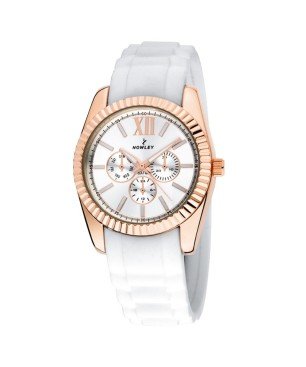 Reloj Nowley 8-5516-0-3 analógico blanco y cobre mujer