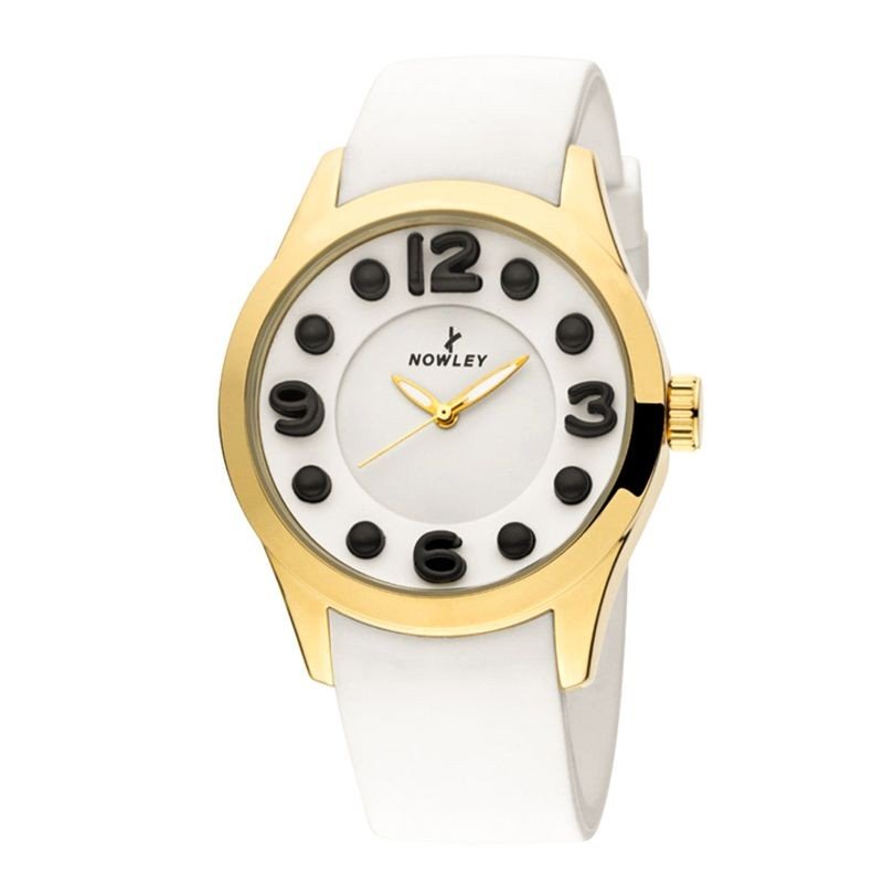 Reloj Nowley 8-5234-0-1 analógico blanco y dorado mujer
