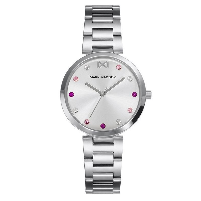 Reloj MARK MADDOX Tooting Mujer - Brazalete de Acero - Esfera Plateada con Circonitas en Tonos Rosas | 5 ATM | MM0114-07