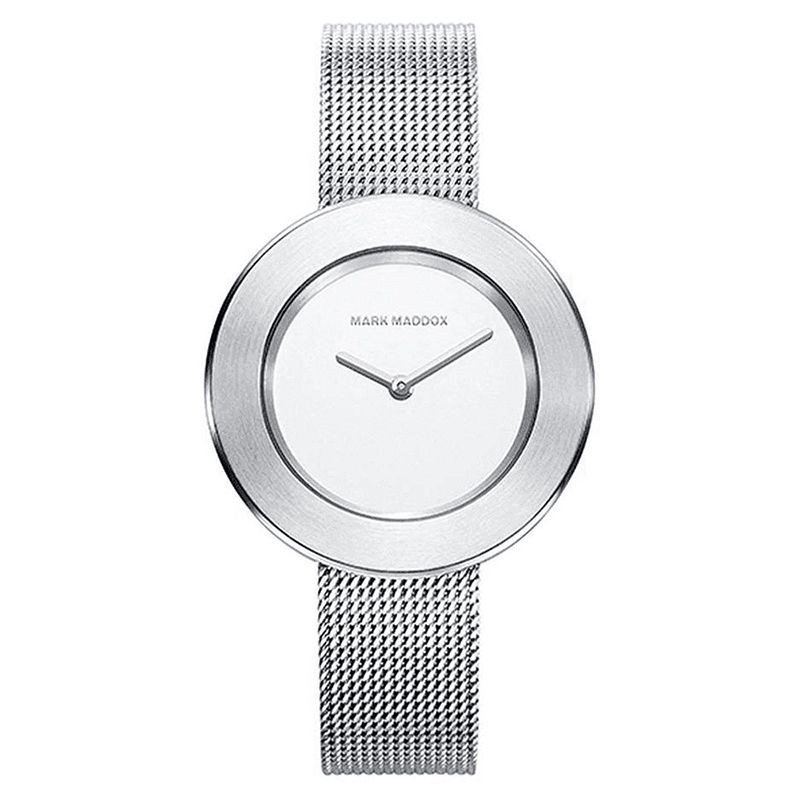 Reloj MARK MADDOX Mujer - Brazalete de Acero Tipo Malla Milanesa con Esfera Blanca - Dos Agujas | 3 ATM | MM7013-00