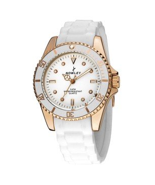 Reloj Nowley 8-5289-0-1 analógico blanco y cobre mujer
