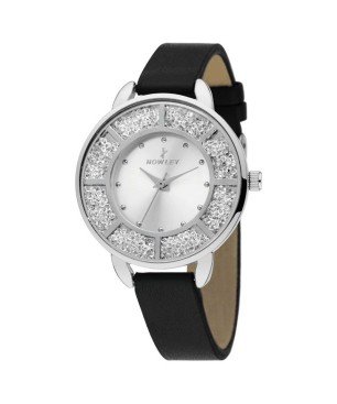 Reloj Nowley 8-5763-0-1 analógico piel negro circonitas mujer