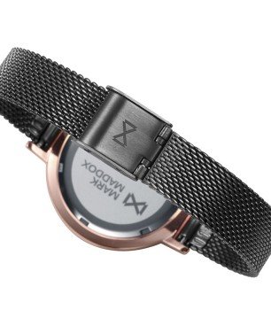 Reloj MARK MADDOX Catia Mujer - Brazalete Acero IP Negro Malla Milanesa - Esfera Rosada con Motivo Floral | 5 ATM | MM7148-97