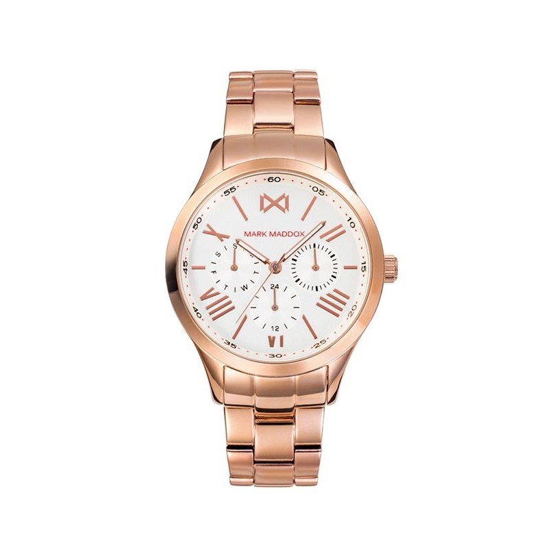 Reloj MARK MADDOX Tooting Mujer - Cronógrafo Brazalete Acero IP Rosado con Esfera Blanca - Índices IP Rosa | 5 ATM | MM7123-03 Reloj MARK MADDOX Tooting Mujer - Cronógrafo Brazalete Acero IP Rosado con Esfera Blanca - Índices IP Rosa | 5 ATM | MM7123-03