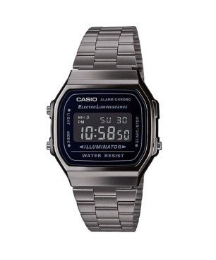Reloj CASIO Vintage para Hombre - Iconic Series Electroluminiscente Acero IP Gris - A168WEGG-1BEF