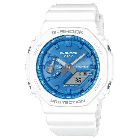 Reloj G-SHOCK GA-2100WS-7AER Casio Hombre Blanco Esfera Azul Sumergible (200 Metros) ESTÁNDAR