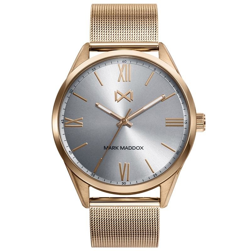 Reloj MARK MADDOX Marais Hombre - Brazalete Acero IP Dorado Malla Milanesa - Esfera Plateada | 5 ATM | HM0117-13
