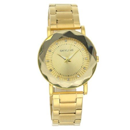 Reloj Skyline Analógico Dorado Esfera Circonitas Mujer