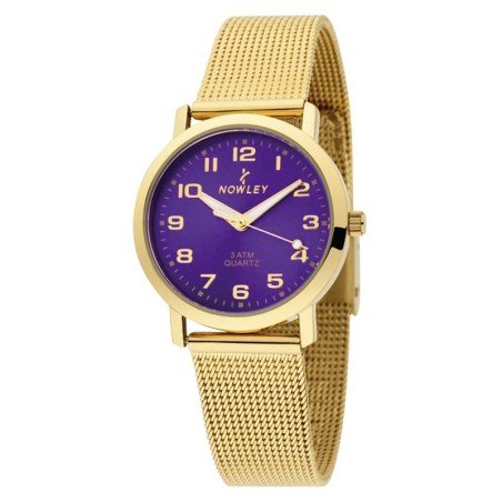 Reloj Nowley 8-5579-0-3 analógico malla lila dorado mujer