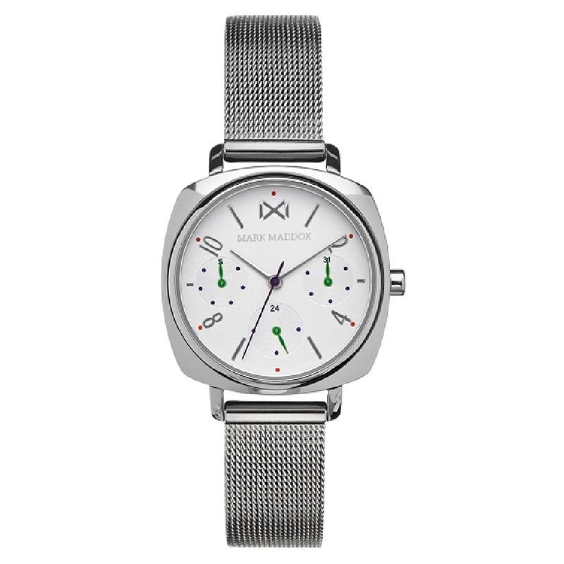 Reloj MARK MADDOX Yaletown Mujer - Cronógrafo Brazalete Acero Tipo Malla Milanesa - Esfera Blanca | 5 ATM | MM0100-15 Reloj MARK MADDOX Yaletown Mujer - Cronógrafo Brazalete Acero Tipo Malla Milanesa - Esfera Blanca | 5 ATM | MM0100-15