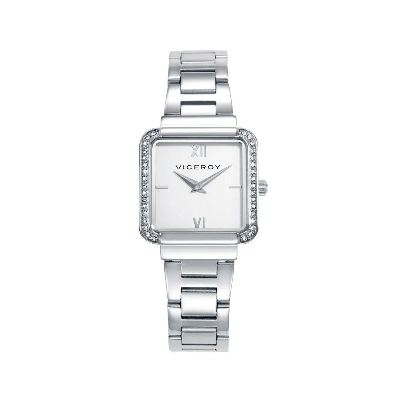 Reloj Viceroy 401244-03 Caja de acero con circonitas y brazalete de acero con movimiento cuarzo