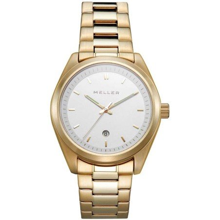 Reloj MELLER W9OB-3.3GOLD Maya Gold con Calendario y esfera Blanca de Eslabones de Mujer.