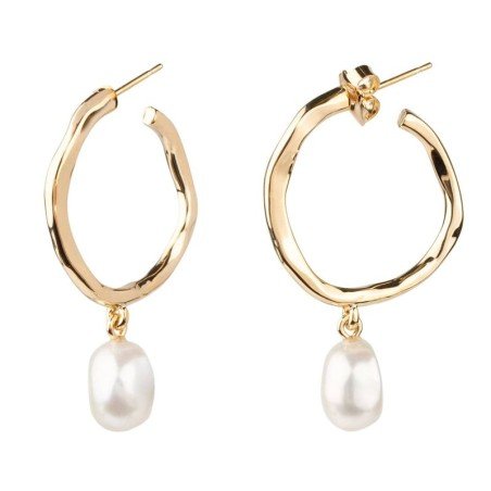 Argollas presión chapadas perla Vidal&Vidal