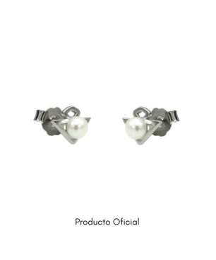 Pendientes Real Betis CJ3020AT Oficiales en plata de ley y perla con Tarjeta
