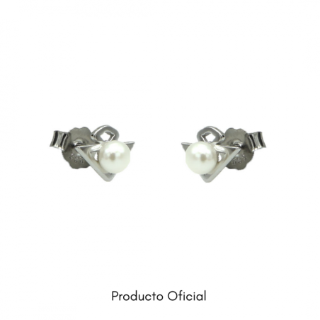 Pendientes Real Betis CJ3020AT Oficiales en plata de ley y perla con Tarjeta