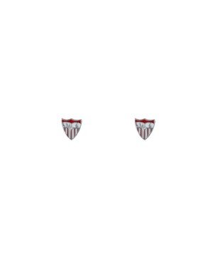 PENDIENTES OFICIALES SEVILLA FC PLATA ESCUDO COLOR ROSCA