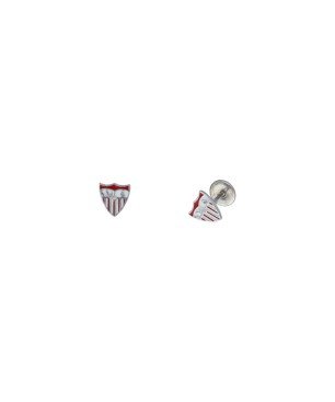 PENDIENTES OFICIALES SEVILLA FC PLATA ESCUDO COLOR ROSCA