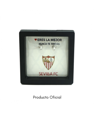 Pendientes Sevilla FC CJ31018AT Oficiales de plata de ley y perla con Tarjeta