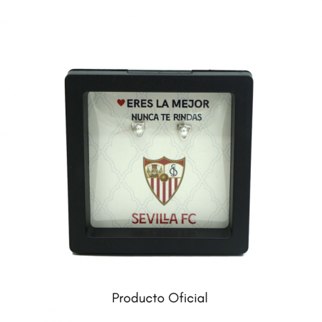 Pendientes Sevilla FC CJ31018AT Oficiales de plata de ley y perla con Tarjeta