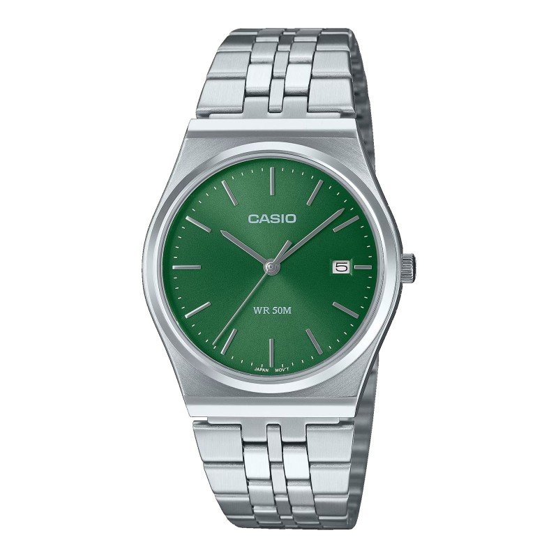 Reloj CASIO Unisex - Analógico Brazalete de Acero con Esfera Verde | 5 ATM | MTP-B145D-3AVEF Reloj CASIO Unisex - Analógico Brazalete de Acero con Esfera Verde | 5 ATM | MTP-B145D-3AVEF