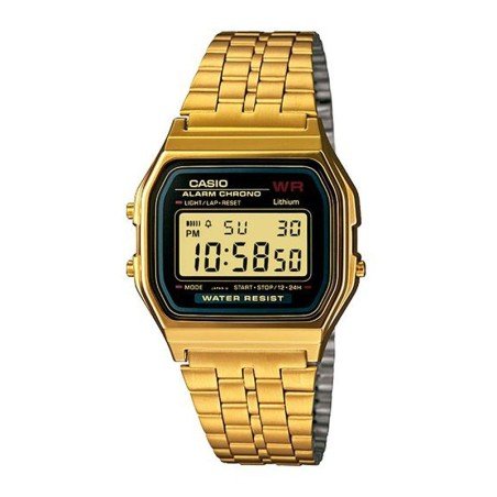 Reloj CASIO Vintage Unisex - Digital Dorado con Cronómetro y Luz LED - A159WGEA-1EF