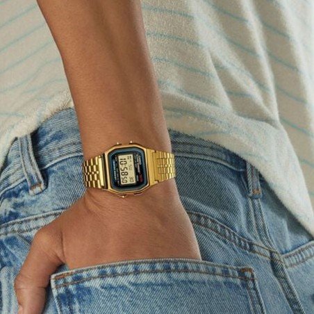 Reloj CASIO Vintage Unisex - Digital Dorado con Cronómetro y Luz LED - A159WGEA-1EF