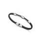 Pulsera VICEROY 14057P01010 Beat de acero con piel negra y cable Ip negro