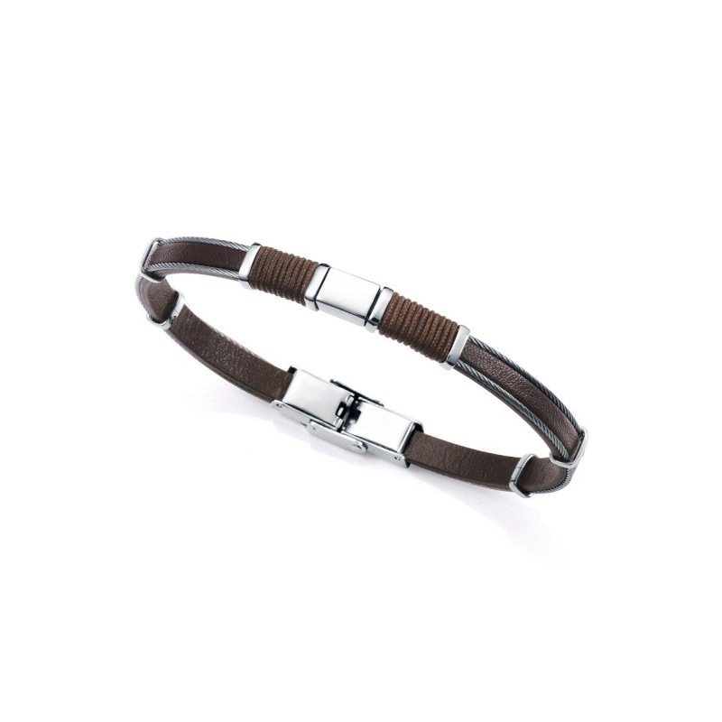 Pulsera VICEROY 14127P01011 hombre Magnum de piel marrón cable y detalles de acero con cordón marrón