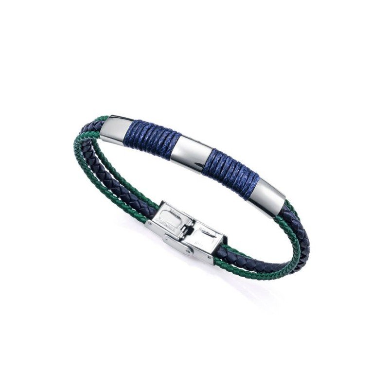 Pulsera VICEROY 14118P01013 Piel Azul Verde con Motivo de Cordón y Acero Hombre