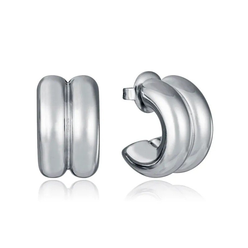 Pendientes VICEROY Air Mujer - Aro Abierto de Acero Plateado - Tipo Tubo Doble | 1,4 cm | 14195E01000