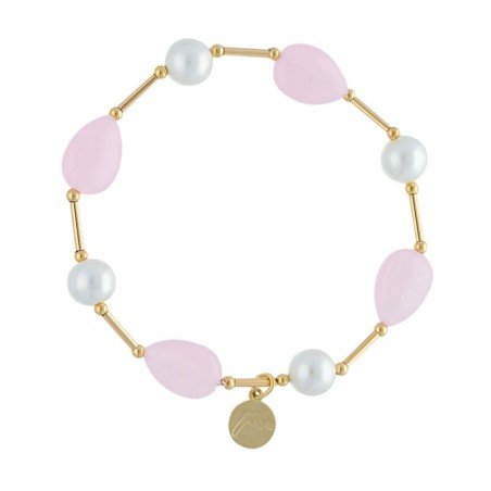 Pulsera perlas y piedras chapada Perlas de Mallorca