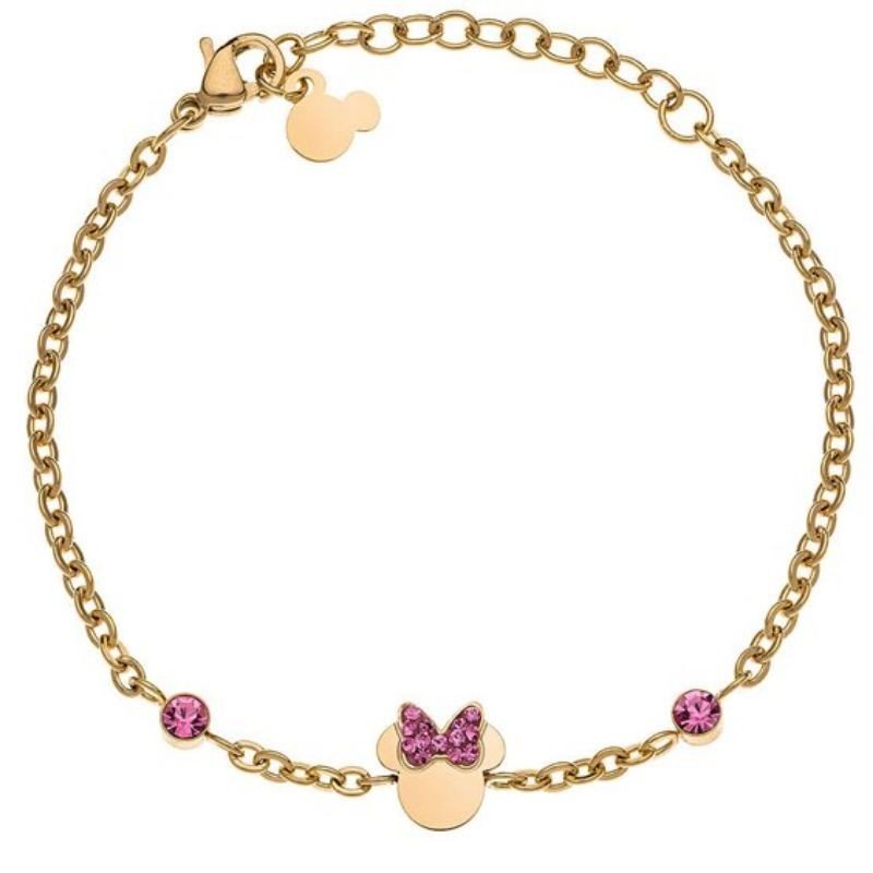 Pulsera DISNEY Niña - Cadena de Acero IP Dorado y Charm Minnie con Circonitas Rosas - B600589RWL-B.CS Pulsera DISNEY Niña - Cadena de Acero IP Dorado y Charm Minnie con Circonitas Rosas - B600589RWL-B.CS