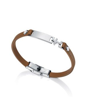 Pulsera Viceroy 75169P01011 piel marron y placa acero cruz