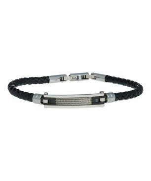 Pulsera trenzada negra acero