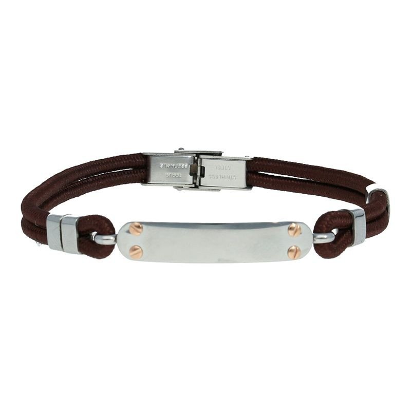 Pulsera marrón chapa grabar acero Pulsera marrón chapa grabar acero