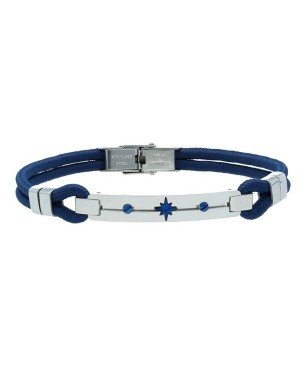 Pulsera azul chapa estrella acero