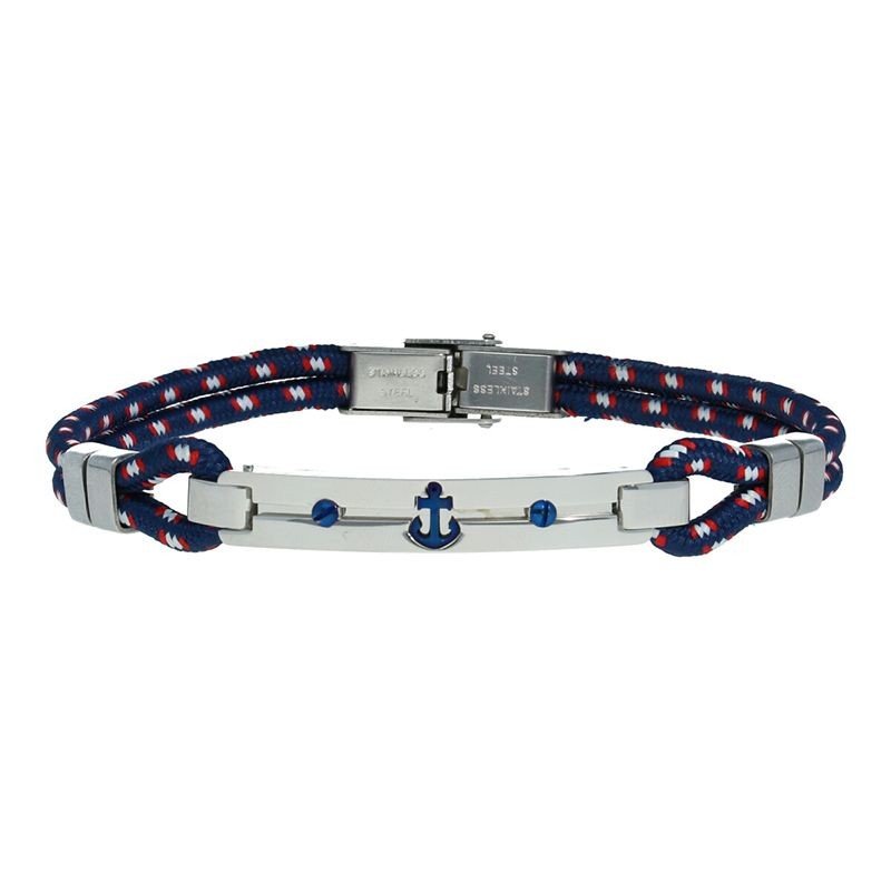 Pulsera azul y roja chapa ancla acero Pulsera azul y roja chapa ancla acero
