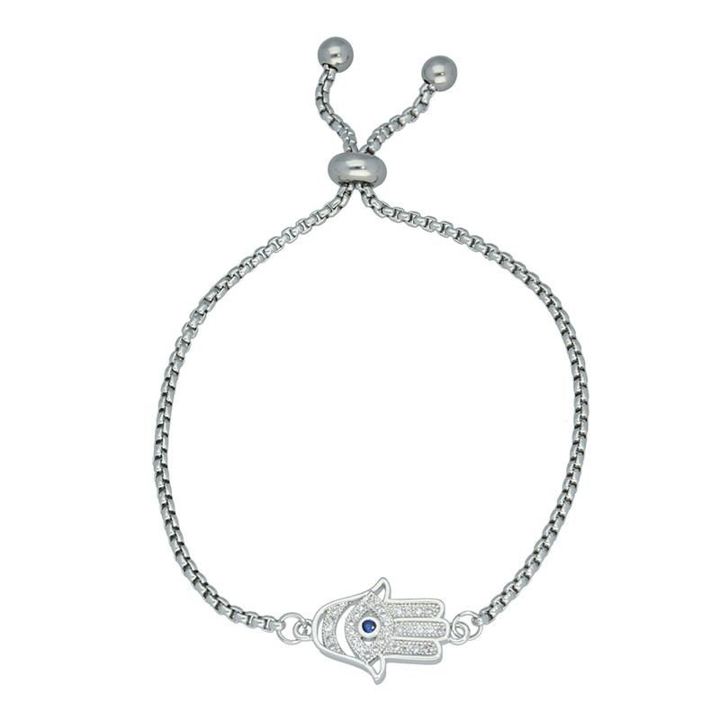 Pulsera mano fatima circonita acero