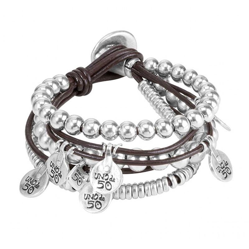 Pulsera UNO de 50 PUL0524MT El Lío Pardo Aleación característica bañada en plata de 15 micras.