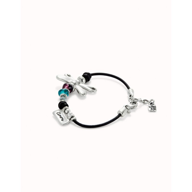 Pulsera UNOde50 Ser rebelde - Cristales y Libélula Bañada en Plata de Ley - Mensaje Amor | PUL2478MCLMTL0M