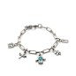 Pulsera UNOde50 Ser Único - Cadena de Acero Baño en Plata con Charms - Piedra Turquesa - TALLA L | PUL2565TQSMTL0L