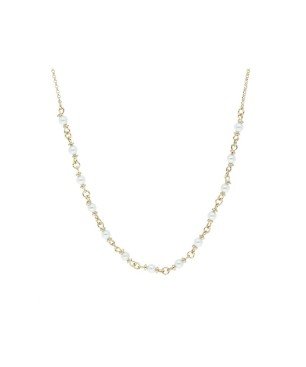 Collar de perlas blancas chapada en oro (1 micra)
