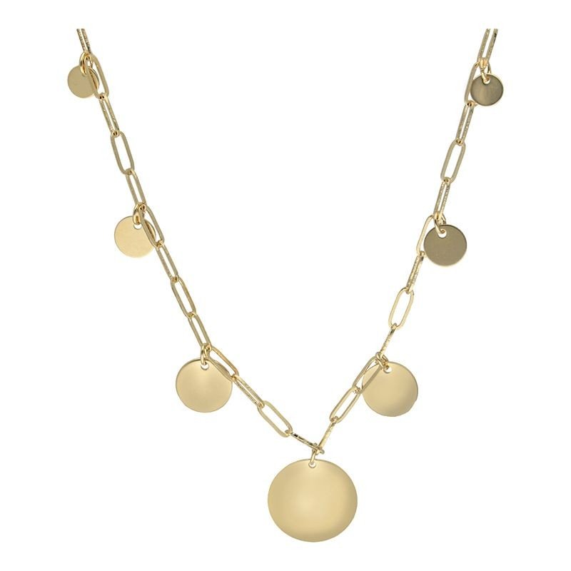 Collar eslabón con discos chapada en oro (1 micra)