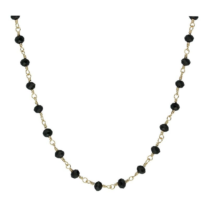 Collar piedras negras chapada en oro ( 1 micra)