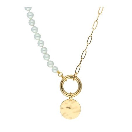 Collar perlas círculo chapada en oro (1 micra)
