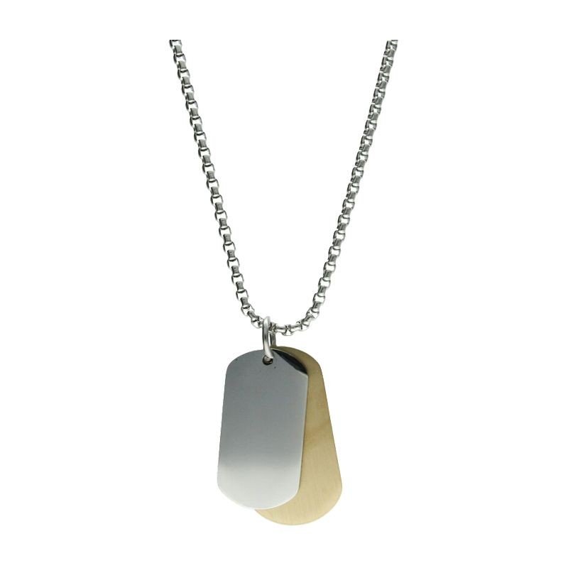Collar chapa militar plateada/dorada acero
