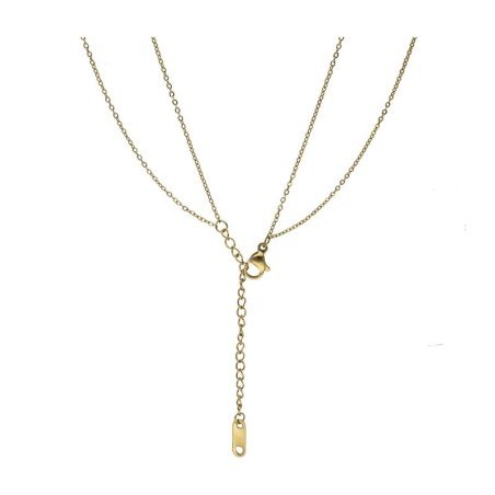 Collar doble corazón y estrellas acero chapado