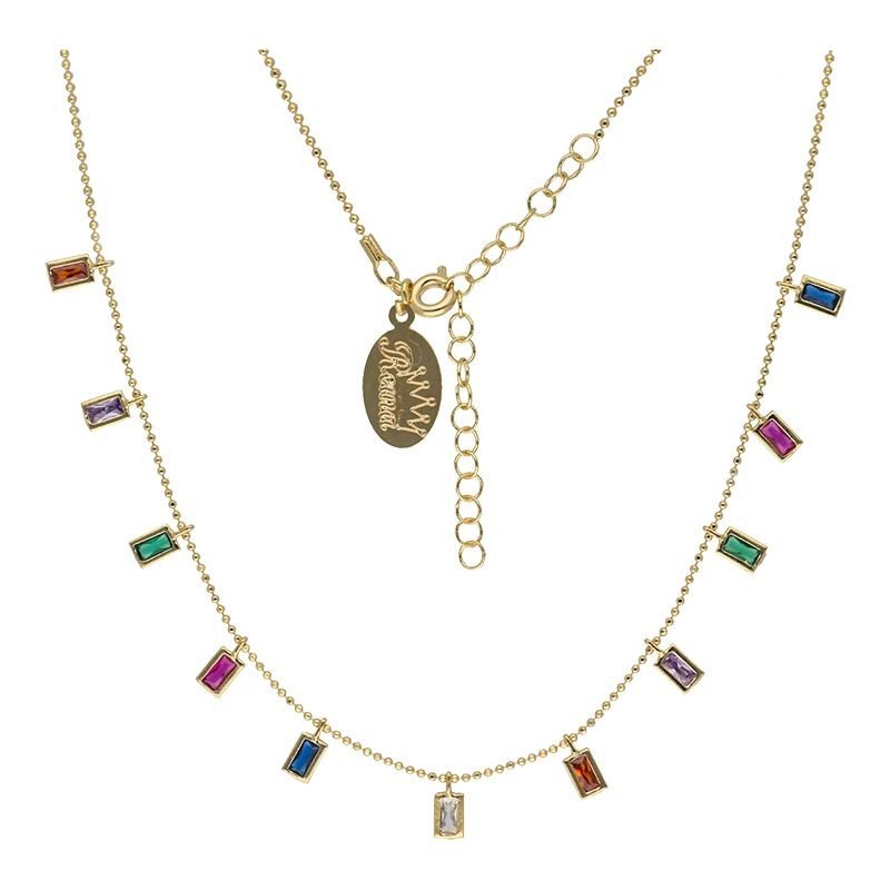 Collar multibolitas circonitas colores chapada en oro (1 micra)